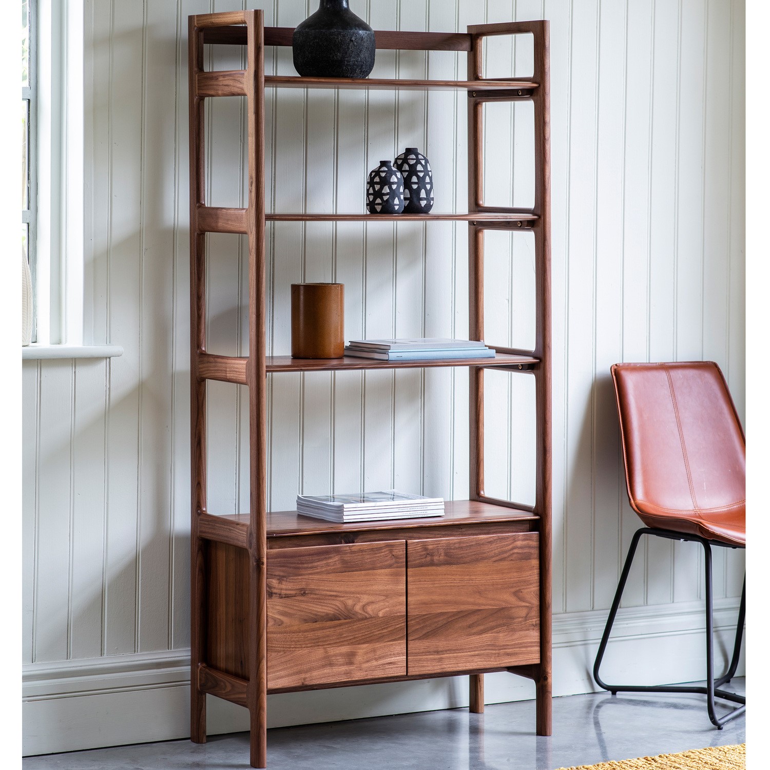 Read more about Madrid bookcase with open display walnut caspian house